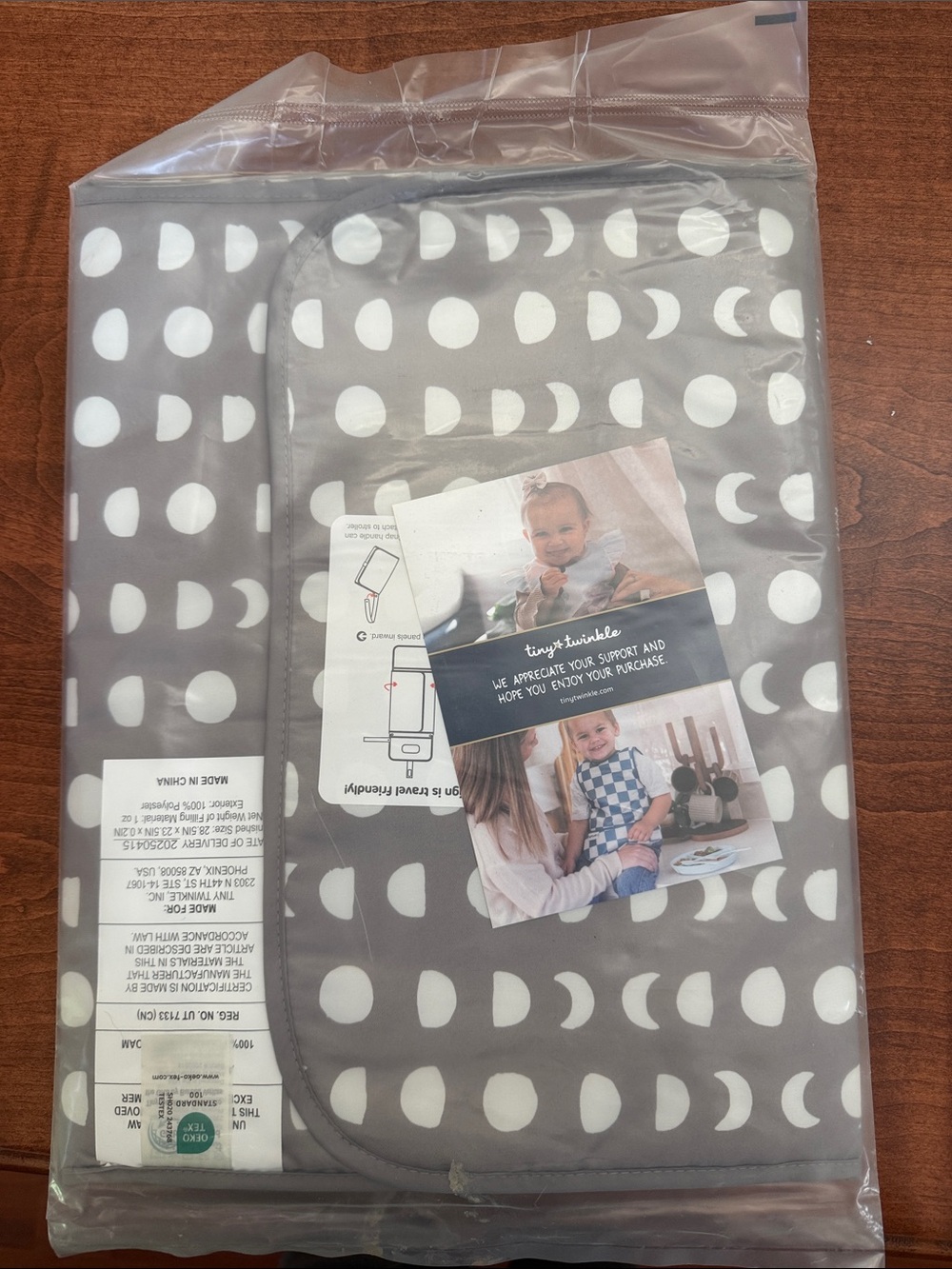 Tiny Twinkle Gray Portable Foldable Baby Changing Mat with Moon Pattern unopened